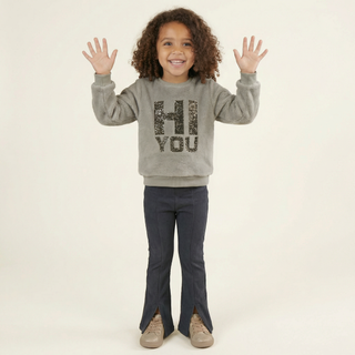 Kız Çocuk 2’li Takım: Peluş Payetli Kazak + Geniş Paça Tayt