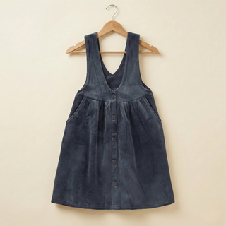 Kız Çocuk Fitilli Kadife Salopet Etek & Boğazlı Bluz Seti (Antrasit) – OEKO-TEX®