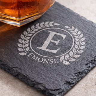 Kişiye Özel Lazer Kazımalı Doğal Taş Bardak Altlığı (10x10cm)